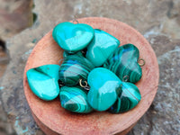 Polished Banded Flower Malachite Pendant Hearts - Sold Per Item - From Congo