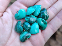 Polished Banded Flower Malachite Pendant Hearts - Sold Per Item - From Congo