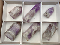 Polished Chevron Amethyst Points x 6 From Madagascar