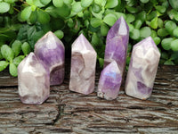 Polished Chevron Amethyst Points x 6 From Madagascar