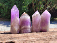 Polished Chevron Amethyst Points x 6 From Madagascar