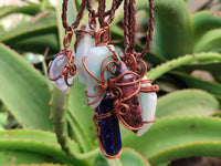 Hand Made Assorted Copper Wire Wrapped Stone Pendants x 6 From Southern Africa