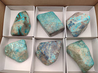 Polished Shattuckite Free Forms With Azurite & Chrysocolla x 6 From Congo