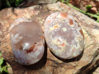 Polished Flower Agate Palm Stones x 12 From Antsahalova, Madagascar