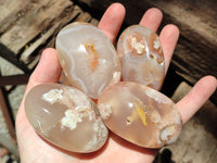 Polished Flower Agate Palm Stones x 12 From Antsahalova, Madagascar