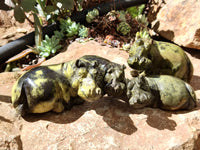 Polished Leopard Stone Hippo Carving x 4 From Zimbabwe