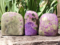 Polished Stichtite Standing Standing Free Forms x 3 From Barberton, South Africa