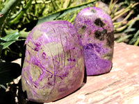 Polished Stichtite Standing Standing Free Forms x 3 From Barberton, South Africa