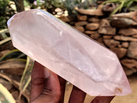 Polished Double Terminated Rose Quartz Points x 3 From Ambatondrazaka, Madagascar