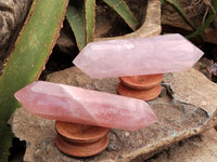 Polished Double Terminated Rose Quartz Points x 3 From Ambatondrazaka, Madagascar