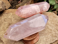 Polished Double Terminated Rose Quartz Points x 3 From Ambatondrazaka, Madagascar