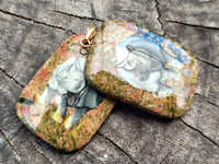 Polished Unakite Pendant with Hand Painted Rhino - Sold Per Item - From South Africa