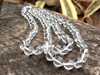 Polished Clear Quartz Rock Crystal Ball Shaped Bead Necklace - Sold Per Item - From Madagascar