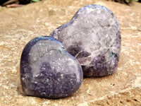 Polished Lepidolite With Pink Tourmaline Gemstone Hearts x 6 From Madagascar