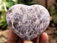 Polished Lepidolite With Pink Tourmaline Gemstone Hearts x 6 From Madagascar