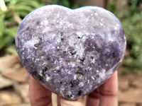 Polished Lepidolite With Pink Tourmaline Gemstone Hearts x 6 From Madagascar