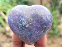 Polished Lepidolite With Pink Tourmaline Gemstone Hearts x 6 From Madagascar