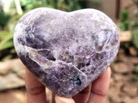 Polished Lepidolite With Pink Tourmaline Gemstone Hearts x 6 From Madagascar