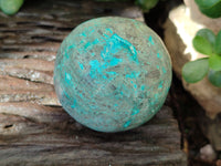 Polished Chrysocolla With Shattuckite and Azurite Spheres x 2 From Congo