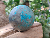 Polished Chrysocolla With Shattuckite and Azurite Spheres x 2 From Congo