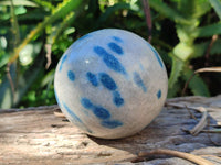 Polished Blue Spinel Spotted Quartz Spheres x 4 From Madagascar