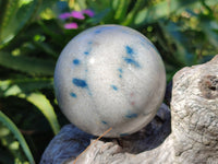 Polished Blue Spinel Spotted Quartz Spheres x 4 From Madagascar