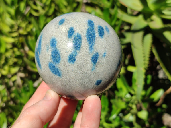 Polished Blue Spinel Spotted Quartz Spheres x 4 From Madagascar