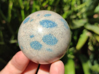 Polished Blue Spinel Spotted Quartz Spheres x 4 From Madagascar