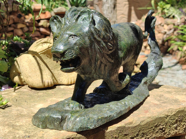 Hand Made Green Verdite Lion Carving x 1 From Zimbabwe