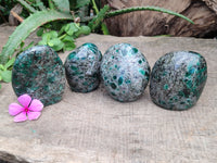 Polished Emerald Mica In Matrix Standing Free Forms x 4 From Mutoko, Zimbabwe