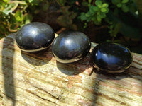 Polished Black Basalt Palm Stones x 26 From Antsirabe, Madagascar