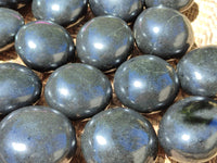 Polished Black Basalt Palm Stones x 26 From Antsirabe, Madagascar