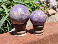 Polished Lepidolite with Pink Rubellite Sphere x 6 From Madagascar