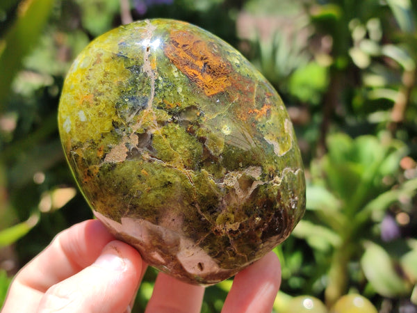 Polished Green Opal Standing Free Forms x 3 From Antsirabe, Madagascar