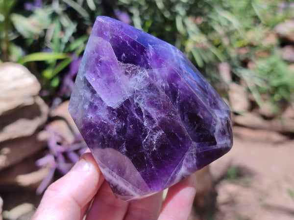 Polished Chevron Amethyst Points x 4 from Zambia