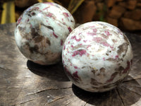 Polished Rubellite Pink Tourmaline Spheres x 2 From Ambatondrazaka, Madagascar