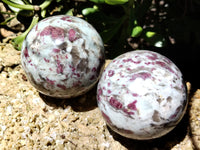 Polished Rubellite Pink Tourmaline Spheres x 2 From Ambatondrazaka, Madagascar