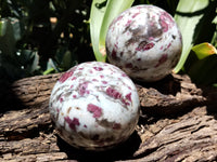 Polished Rubellite Pink Tourmaline Spheres x 2 From Ambatondrazaka, Madagascar