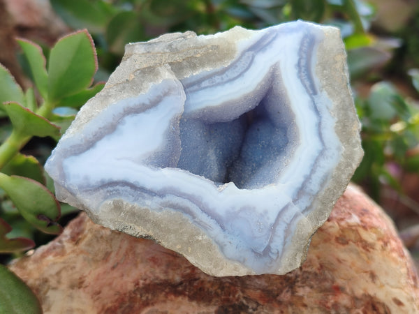 Natural Blue Lace Agate Geode Specimens x 6 From Nsanje, Malawi