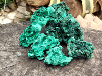 Natural Silky Malachite Specimens x 5 From Kasompe, Congo