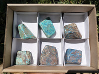 Polished Shattuckite with Azurite and Chrysocolla Free Forms x 6 From Congo