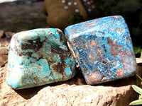 Polished Shattuckite with Azurite and Chrysocolla Free Forms x 6 From Congo