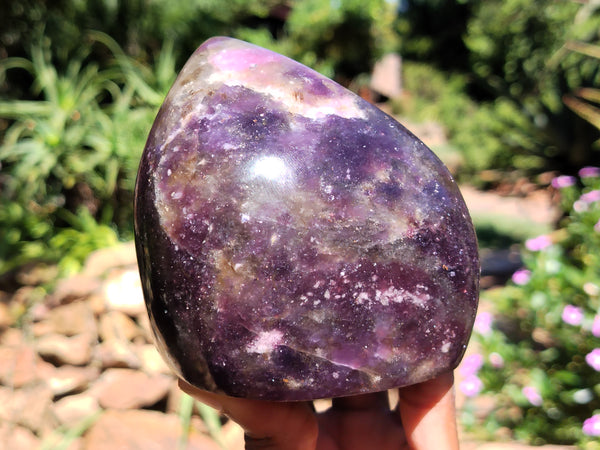 Polished Lepidolite Standing Free Forms x 2 From Zimbabwe