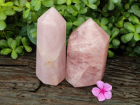 Polished Rose Quartz Points x 2 From Ambatondrazaka, Madagascar