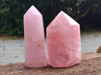 Polished Rose Quartz Points x 2 From Ambatondrazaka, Madagascar