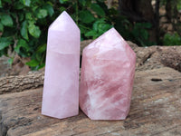 Polished Rose Quartz Points x 2 From Ambatondrazaka, Madagascar