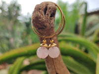 Hand Made Rose Quartz Hoop Earrings - Sold Per Pair - From Namibia