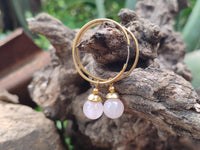 Hand Made Rose Quartz Hoop Earrings - Sold Per Pair - From Namibia