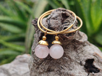 Hand Made Rose Quartz Hoop Earrings - Sold Per Pair - From Namibia