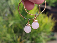 Hand Made Rose Quartz Hoop Earrings - Sold Per Pair - From Namibia